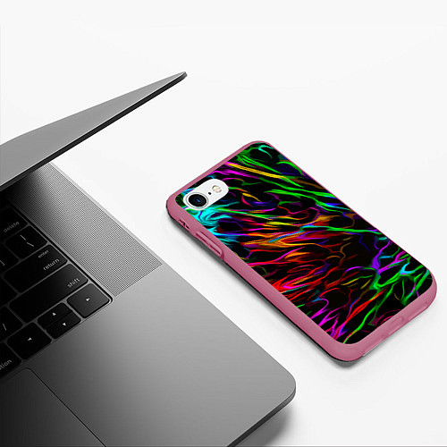 Чехол iPhone 7/8 матовый Neon pattern Vanguard / 3D-Малиновый – фото 3