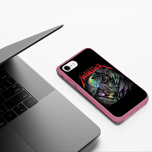 Чехол iPhone 7/8 матовый NIXON METALLICA / 3D-Малиновый – фото 3