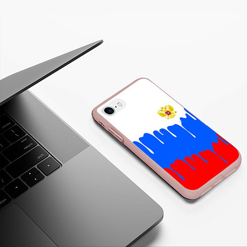 Чехол iPhone 7/8 матовый Флаг герб russia / 3D-Светло-розовый – фото 3