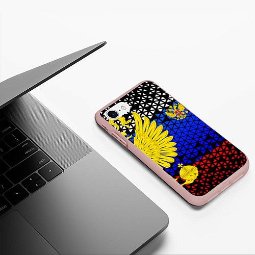 Чехол iPhone 7/8 матовый Герб флаг россии / 3D-Светло-розовый – фото 3