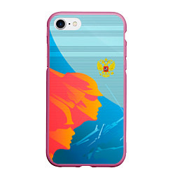 Чехол iPhone 7/8 матовый Патриот России герб, цвет: 3D-малиновый