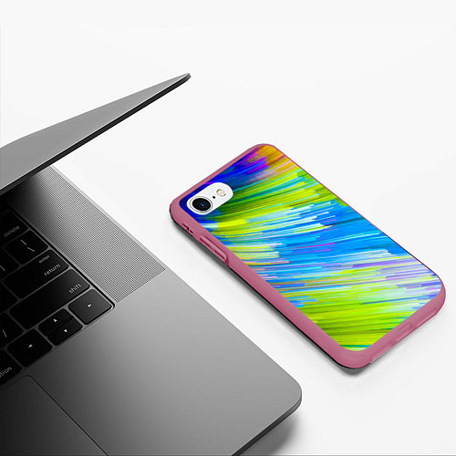 Чехол iPhone 7/8 матовый Color vanguard pattern Raster / 3D-Малиновый – фото 3