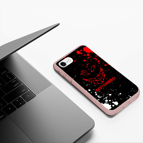 Чехол iPhone 7/8 матовый Disturbed брызги красок / 3D-Светло-розовый – фото 3