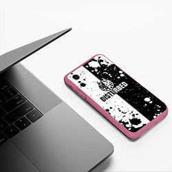 Чехол iPhone 7/8 матовый Disturbed черное белое, цвет: 3D-малиновый — фото 2