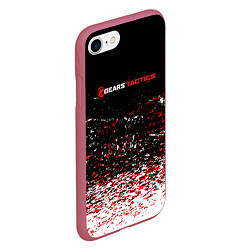 Чехол iPhone 7/8 матовый Gears tactics белые красные брызги, цвет: 3D-малиновый — фото 2