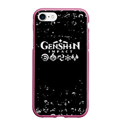 Чехол iPhone 7/8 матовый Genshin Impact PYRO ELECTORO DENDRO HYDRO CRYO ANE, цвет: 3D-малиновый