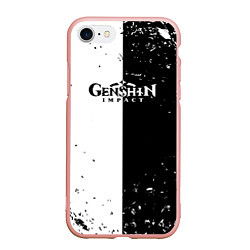 Чехол iPhone 7/8 матовый Genshin Impact черноебелое, цвет: 3D-светло-розовый