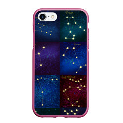 Чехол iPhone 7/8 матовый Созвездия Северного полушария летом, цвет: 3D-малиновый