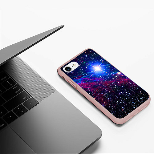 Чехол iPhone 7/8 матовый Открытый космос Star Neon / 3D-Светло-розовый – фото 3