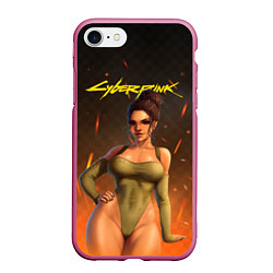 Чехол iPhone 7/8 матовый Панам Cyberpunk 2077, цвет: 3D-малиновый