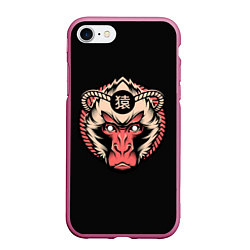 Чехол iPhone 7/8 матовый Символ обезьяны, цвет: 3D-малиновый