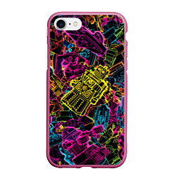 Чехол iPhone 7/8 матовый Cyber space pattern Fashion 3022, цвет: 3D-малиновый