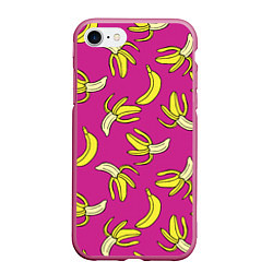 Чехол iPhone 7/8 матовый Banana pattern Summer Color, цвет: 3D-малиновый