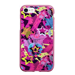 Чехол iPhone 7/8 матовый Star Colorful Pattern Fashion Neon, цвет: 3D-малиновый