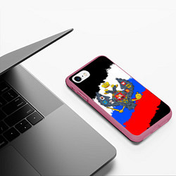 Чехол iPhone 7/8 матовый Россия - имперский герб, цвет: 3D-малиновый — фото 2