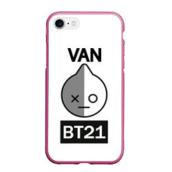Чехол iPhone 7/8 матовый BTS VAN BT21, цвет: 3D-малиновый
