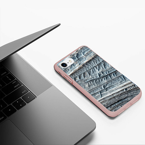 Чехол iPhone 7/8 матовый Текстура скалы Mountain Stone / 3D-Светло-розовый – фото 3