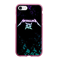 Чехол iPhone 7/8 матовый Metallica металлика neon, цвет: 3D-малиновый