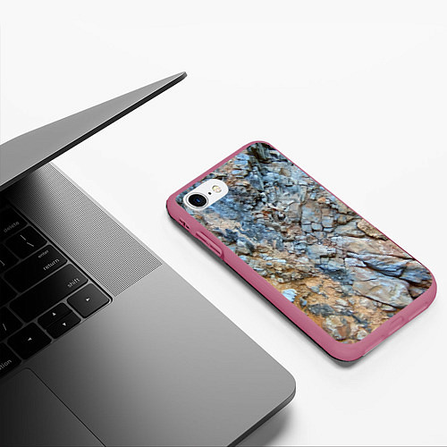 Чехол iPhone 7/8 матовый Скала Текстура / 3D-Малиновый – фото 3