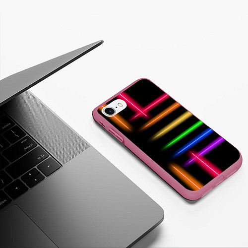 Чехол iPhone 7/8 матовый Неоновое свечение Minimalism Neon / 3D-Малиновый – фото 3