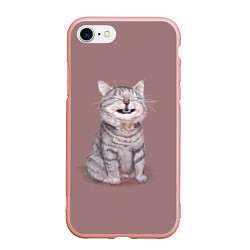 Чехол iPhone 7/8 матовый Недовольный котик Disgruntled cat, цвет: 3D-светло-розовый