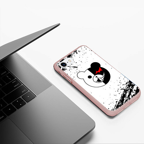 Чехол iPhone 7/8 матовый Monokuma монокума / 3D-Светло-розовый – фото 3