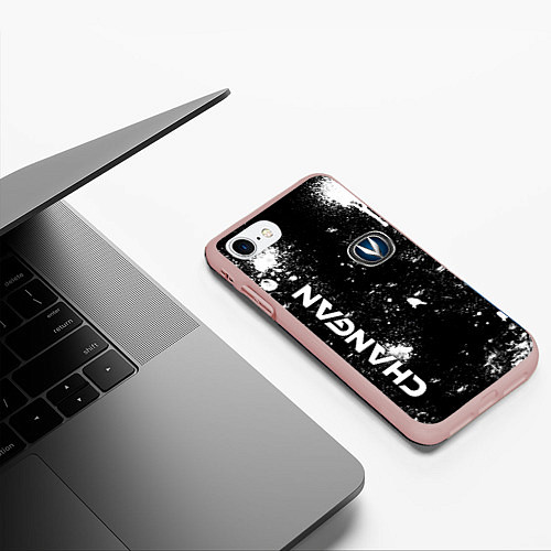 Чехол iPhone 7/8 матовый ЧАНГАН-CHANGAN БРЫЗКИ КРАСКИ / 3D-Светло-розовый – фото 3
