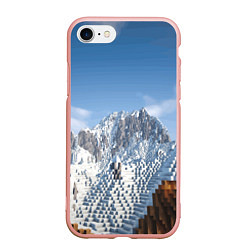 Чехол iPhone 7/8 матовый Minecraft Mountains Video game, цвет: 3D-светло-розовый