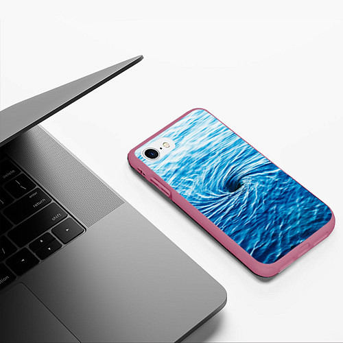 Чехол iPhone 7/8 матовый Водоворот Океан / 3D-Малиновый – фото 3