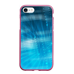 Чехол iPhone 7/8 матовый Линии на голубом фоне, цвет: 3D-малиновый