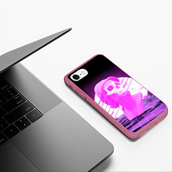 Чехол iPhone 7/8 матовый Vaporwave Skull Психоделика, цвет: 3D-малиновый — фото 2