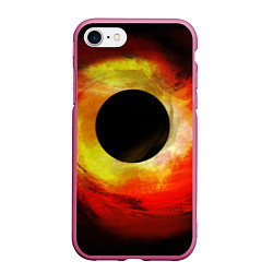 Чехол iPhone 7/8 матовый Черная дыра на красно-желтом фоне, цвет: 3D-малиновый