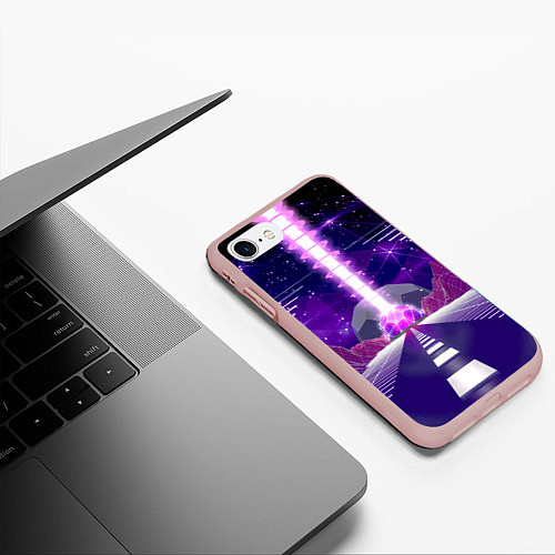 Чехол iPhone 7/8 матовый Vaporwave Neon Space / 3D-Светло-розовый – фото 3