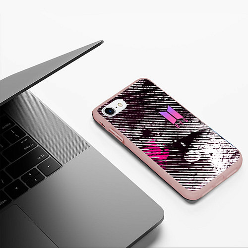 Чехол iPhone 7/8 матовый BTS КРАСКА / 3D-Светло-розовый – фото 3