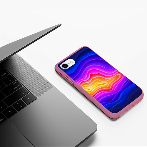 Чехол iPhone 7/8 матовый Растекание красок / 3D-Малиновый – фото 3