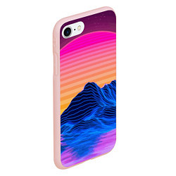 Чехол iPhone 7/8 матовый Vaporwave Mountains Психоделика Неон, цвет: 3D-светло-розовый — фото 2