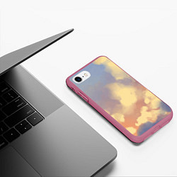 Чехол iPhone 7/8 матовый Облачное небо на закате, цвет: 3D-малиновый — фото 2