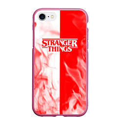 Чехол iPhone 7/8 матовый ОЧЕНЬ СТРАННЫЕ ДЕЛА STRANGER THINGS ПЛАМЯ, цвет: 3D-малиновый