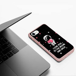 Чехол iPhone 7/8 матовый I LOVE YOU TO THE MOON AND BACK КОСМОС, цвет: 3D-светло-розовый — фото 2