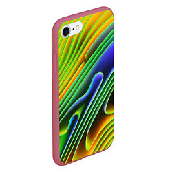Чехол iPhone 7/8 матовый Цветные неоновые полосы Абстракция Color neon patt, цвет: 3D-малиновый — фото 2