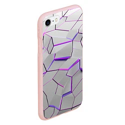 Чехол iPhone 7/8 матовый 3д плиты - белый неон, цвет: 3D-светло-розовый — фото 2