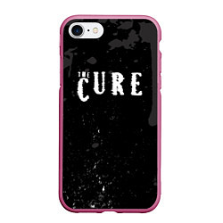 Чехол iPhone 7/8 матовый The cure серые потеки, цвет: 3D-малиновый