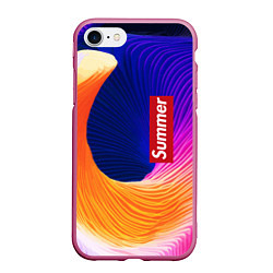 Чехол iPhone 7/8 матовый Цветная волна Summer, цвет: 3D-малиновый