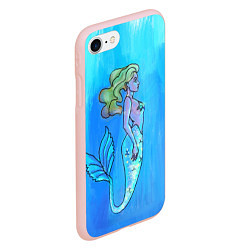 Чехол iPhone 7/8 матовый Русалка с блестящим хвостом под водой, цвет: 3D-светло-розовый — фото 2