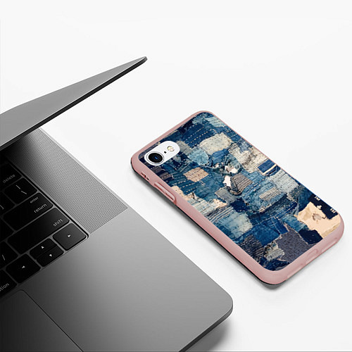 Чехол iPhone 7/8 матовый Patchwork Jeans Осень Зима 2023 / 3D-Светло-розовый – фото 3