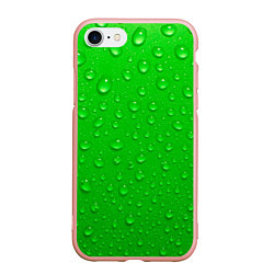 Чехол iPhone 7/8 матовый Зеленый фон с росой, цвет: 3D-светло-розовый