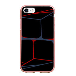 Чехол iPhone 7/8 матовый Геометрические линии сине-красные, цвет: 3D-светло-розовый