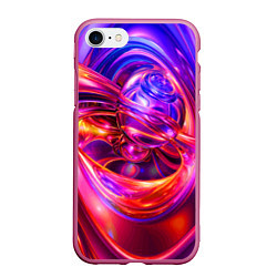 Чехол iPhone 7/8 матовый Abstract color neon composition Абстрактная неонов, цвет: 3D-малиновый