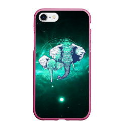 Чехол iPhone 7/8 матовый 2 слоника, цвет: 3D-малиновый