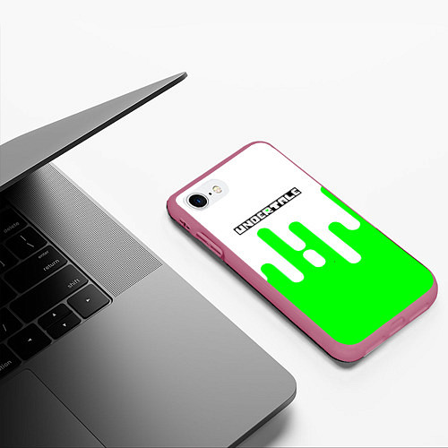 Чехол iPhone 7/8 матовый Undertale андертейл логотип / 3D-Малиновый – фото 3
